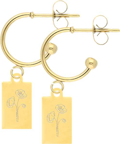 Gouden Oorbellen - Kijk Maar Naar de Bloemen - Klaproos