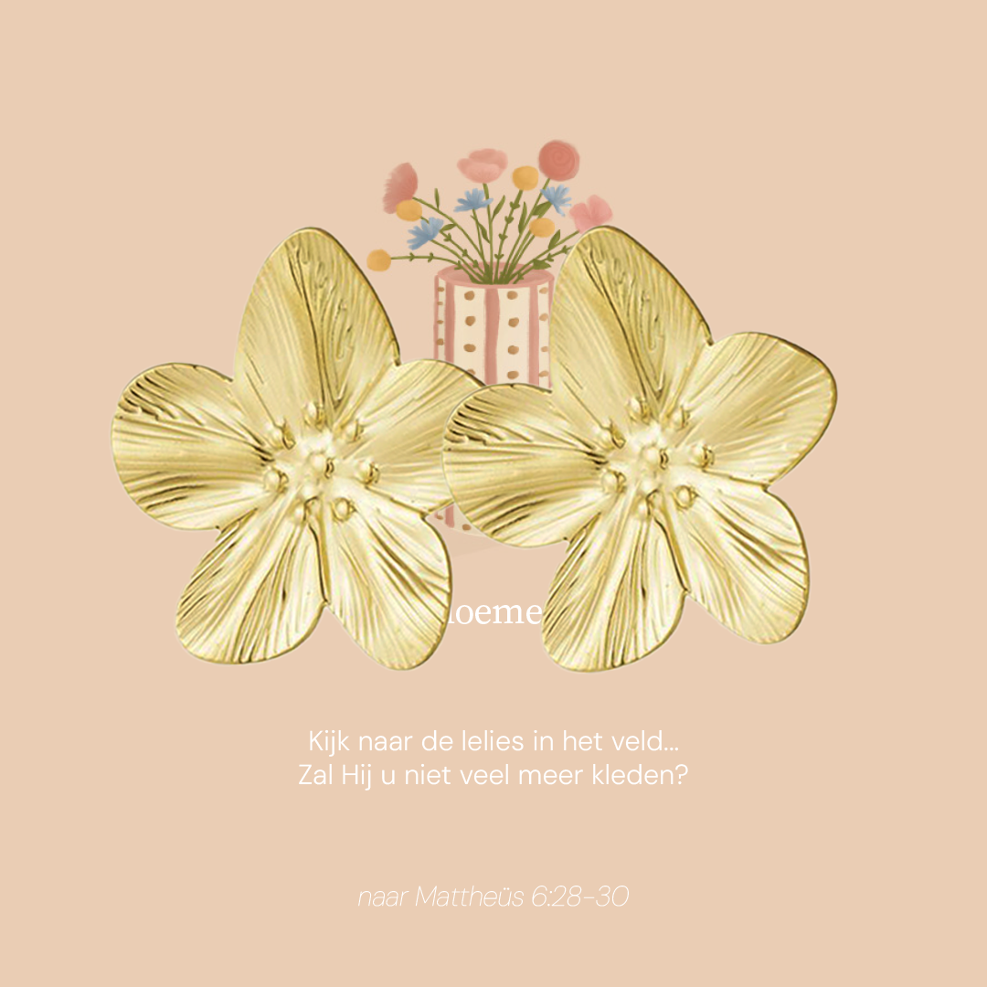 Gouden Oorbellen - Mattheüs 6:28-30 - Bloemen