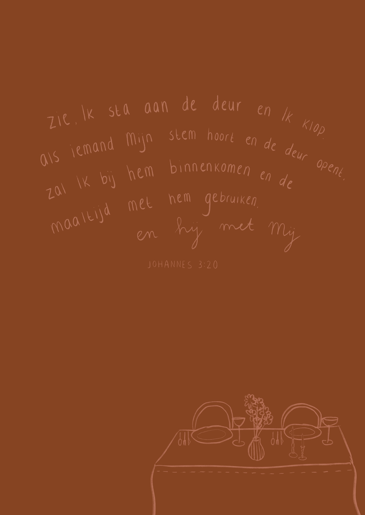 Kaart - Johannes 3:20 - Zie, Ik Sta Aan de Deur en Ik Klop