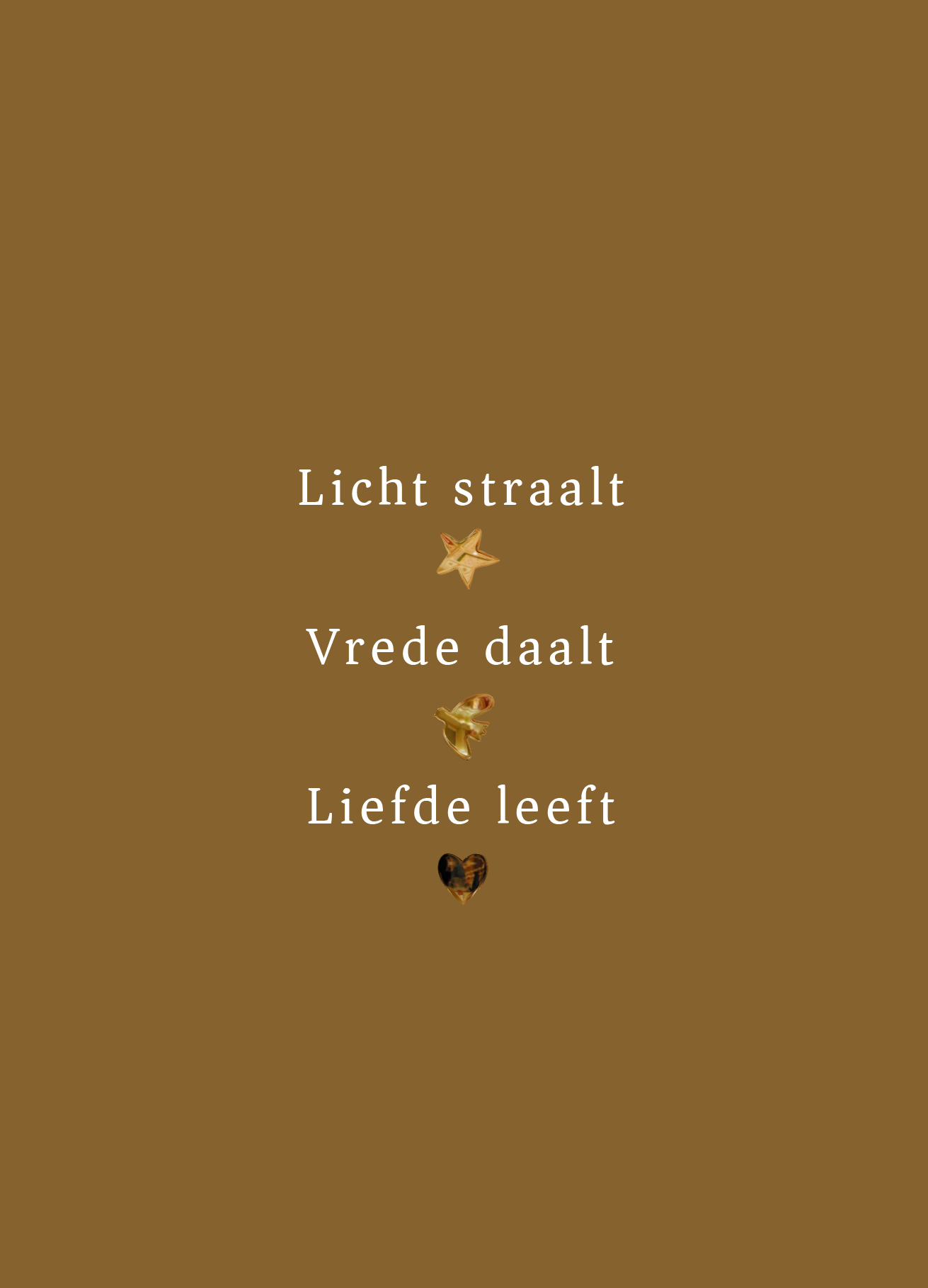 Kerstkaart - Licht Vrede Liefde - Goudfolie