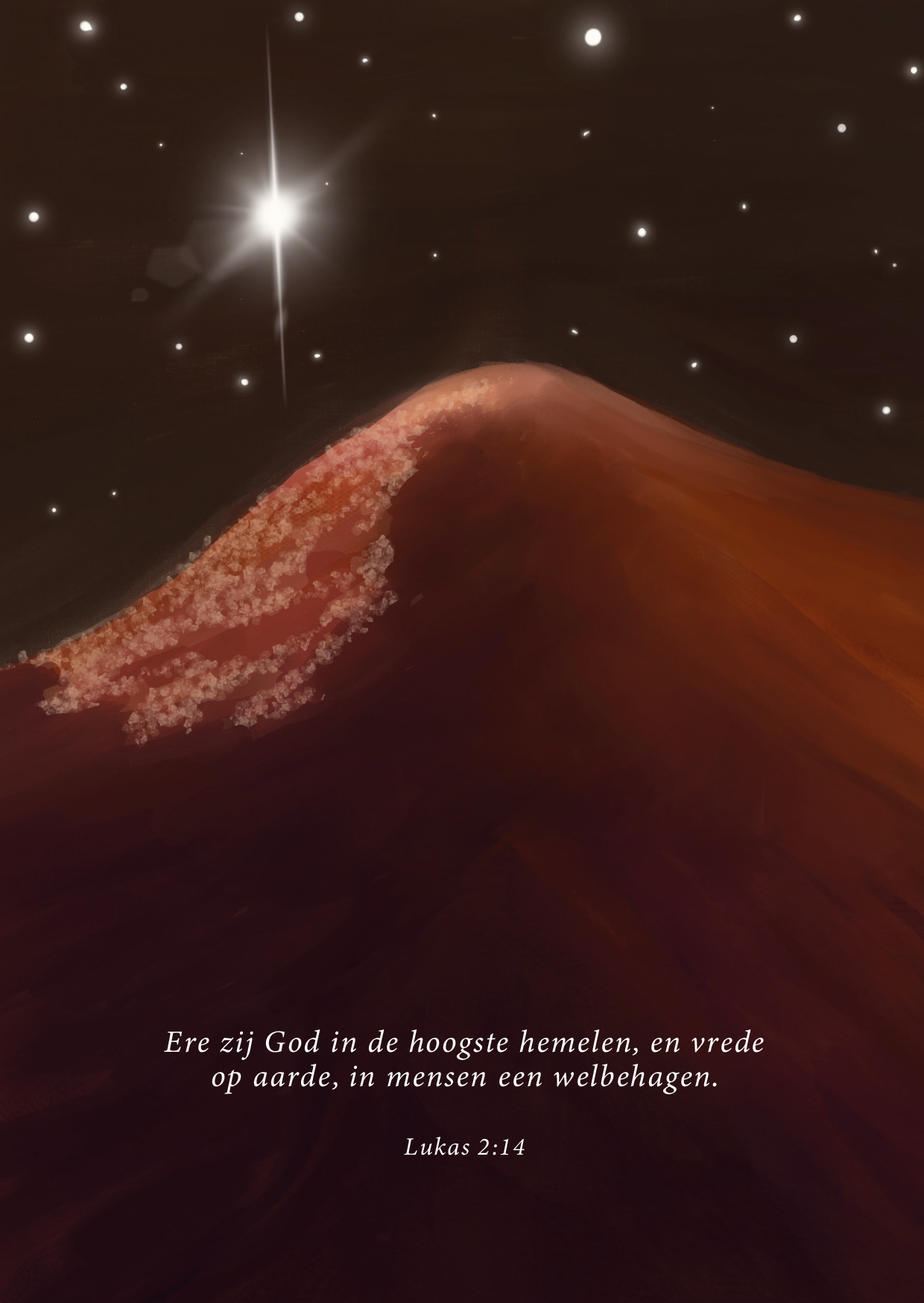Kerstkaart - Lukas 2:14 - Ere Zij God