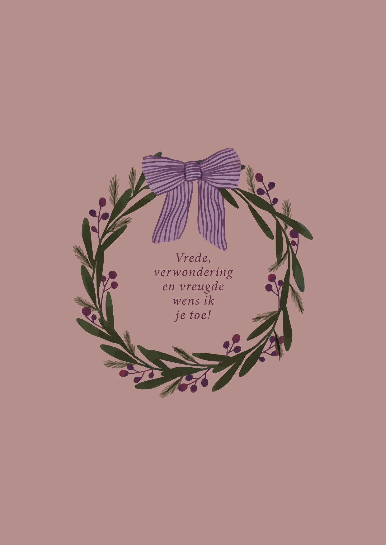 Kerstkaart - Vrede, Verwondering en Vreugde