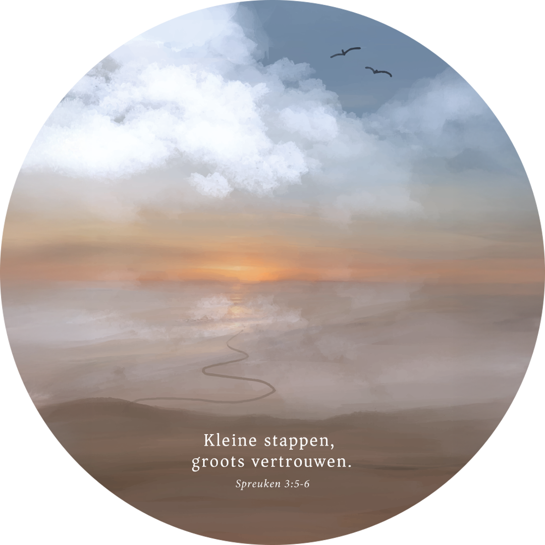 Muurcirkel - Spreuken 3:5-6 - Kleine Stappen, Groots Vertrouwen - Ø 35 cm