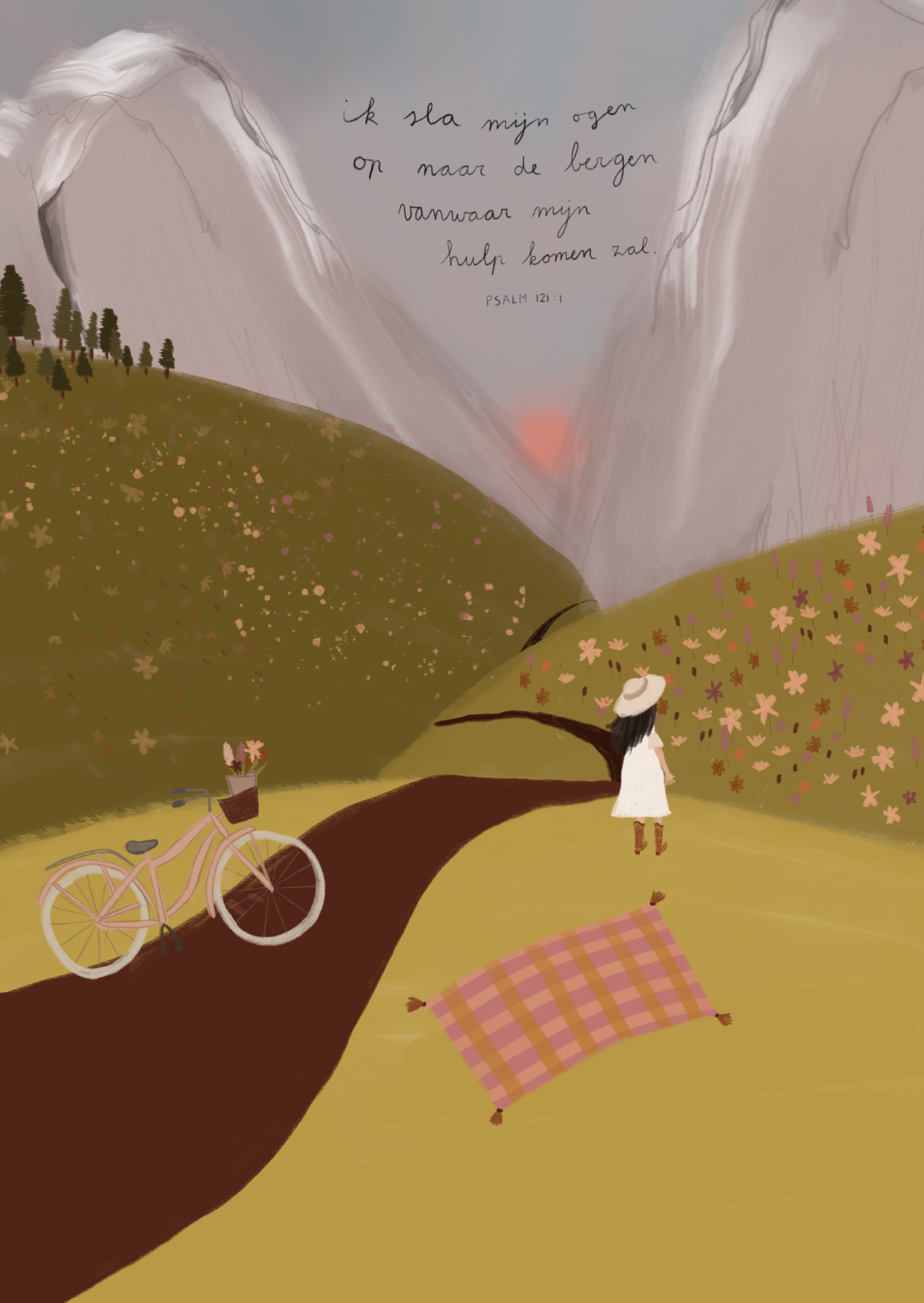 Poster - Psalm 121:1 - Ik Sla Mijn Ogen Op Naar de Bergen