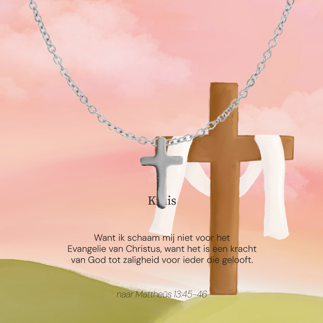 Zilveren Ketting - Romeinen 1:16 - Kruis