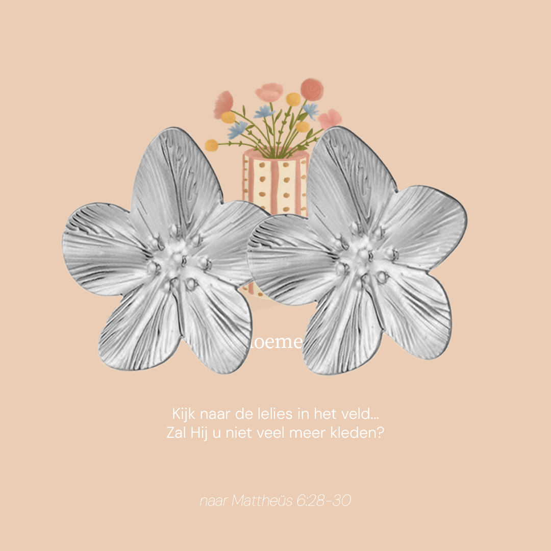 Zilveren Oorbellen - Mattheüs 6:28-30 - Bloemen