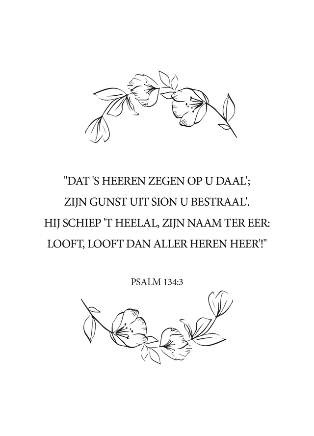 Poster Psalm 1343 Dat 's Heeren Zegen op U Daal Posters